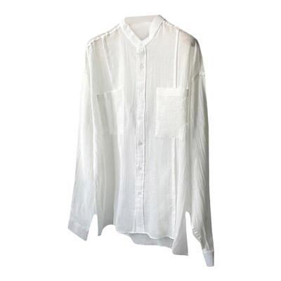 夏季薄款立领口袋宽松轻熟衬衫