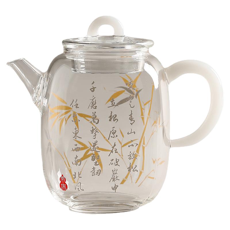 宏逐金银竹韵耐热玻璃茶壶
