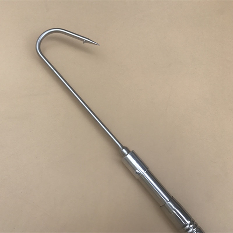 带倒刺不锈钢长搭钩 8mm口长柄单勾子 不锈钢压花伸缩杆1米单节竿