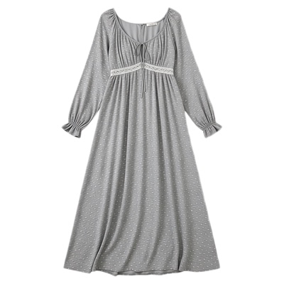 莫代尔睡裙带胸垫长裙长款