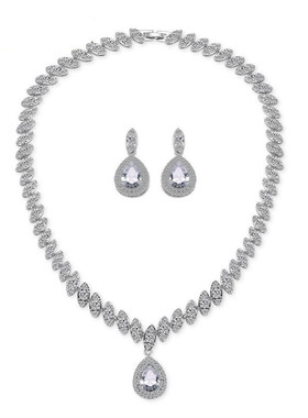 晚宴项链耳环结婚锆石新娘晚礼服