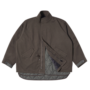 BUTTBILL 日系三合一两件毛呢M51风衣外套男情侣夹克廓形棉服冬季