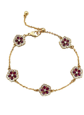 红牡丹四叶草招财本命年女款手链