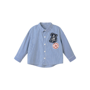 [PB METRO]博睿恩男童条纹翻领长袖衬衫外套男女宝宝春款百搭外套