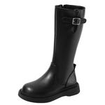 红蜻蜓女童鞋子儿童长筒长靴子2025新款冬高筒公主小皮靴加绒加厚