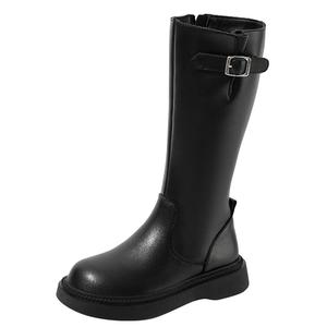 红蜻蜓女童鞋子儿童长筒长靴子2025新款冬高筒公主小皮靴加绒加厚