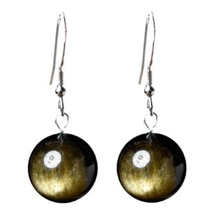 乌金黑曜石耳饰女银曜石耳环东海水晶玛瑙翡翠玉石金曜石耳坠耳钉