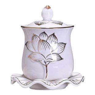 供佛水杯大号家用莲花供水杯观音大悲水供杯陶瓷净水杯佛前圣水杯