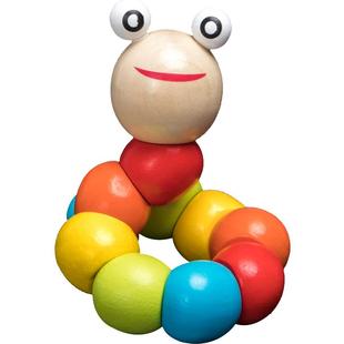 婴儿木质毛毛虫6-12个月锻炼手指灵活百变串珠造型扭扭虫创意玩具