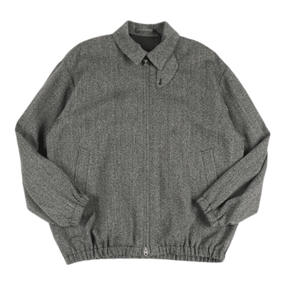 日本宽松版羊毛混麻立领夹克