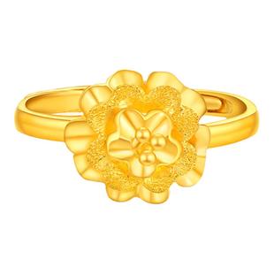 赛菲尔婚嫁黄金戒指足金999.9牡丹花戒指足金花朵女戒活口戒送礼