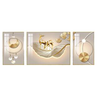 轻奢奶油风沙发背景墙装饰画高档客厅抽象羽毛壁画现代简约艺术画