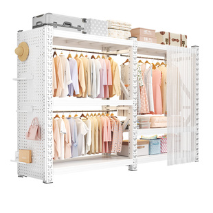 卧室金属衣柜开放式衣架简易组装货架衣橱出租房落地置物架收纳柜