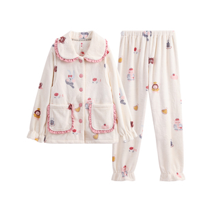 芬腾珊瑚绒月子服秋冬季加厚保暖孕妇睡衣产后哺乳喂奶家居服套装