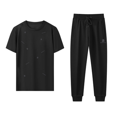 休闲套装男夏季新款潮流冰丝薄款透气短袖男士帅气一套搭配两件套