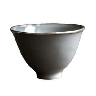 觅白柴烧包银超薄胎品茗杯落灰纯手工夫器口圈白瓷主人茶窑瓷闻香