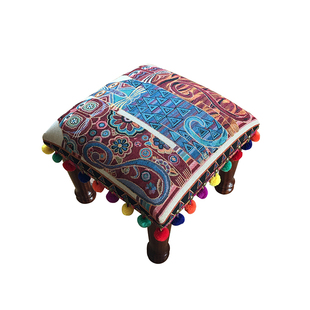 吉祥猫矮凳子北欧实木小板凳家用换鞋凳客厅沙发搭脚凳布艺茶几凳