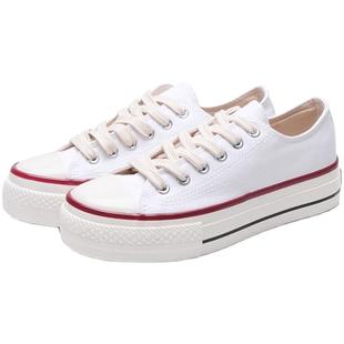 回力厚底帆布鞋女2026新款女鞋子春季白色增高小白鞋百搭黑色板鞋