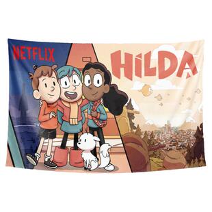 Hilda希尔达创意欧美动画定制周边房间装饰背景墙布海报挂布挂毯