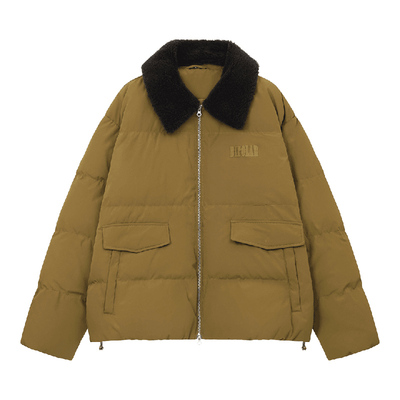 BIPOLAR贴布绣羊羔绒领羽绒服