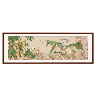 百鸟朝凤十字绣2026新款线绣客厅高级名画大幅新中式花鸟手工刺绣