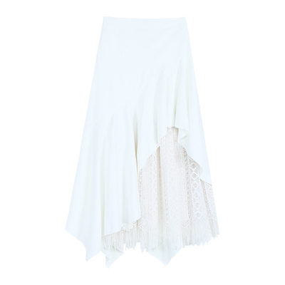 MULVAN 出片实派 重工拼接不规则半身裙女松弛度假风高腰度蕾丝裙