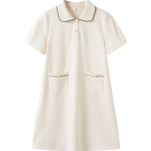 巴拉巴拉女童连衣裙中大童polo裙夏季新款童装儿童裙子宝宝白色薄