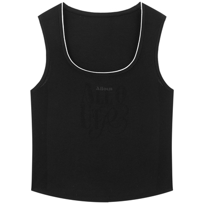 【商场同款】太平鸟25秋季新款马蹄领撞色字母背心套衫A3EFF3209