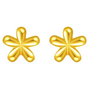 百泰首饰黄金耳钉足金999耳饰花朵养耳棒金耳坠小花金耳棍女友礼