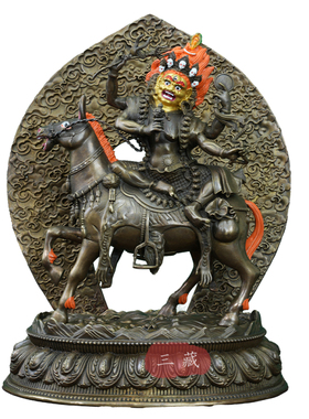 纯铜四臂吉祥天母护法佛像藏传