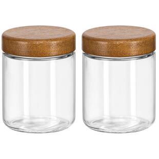 厨房香料收纳盒花椒干料桂皮分装瓶实木盖子圆形玻璃调味料密封罐