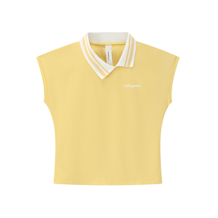 jollybean丨短袖POLO衫25夏新款女童高尔夫不对称领口运动上衣