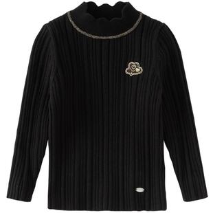 戴维贝拉儿童半高领毛衣套头衫2026冬季新款女童中大童长袖打底衫