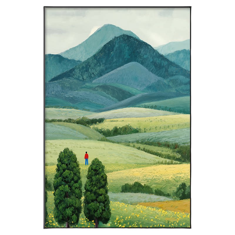 奶油风日照金山玄关客厅装饰画