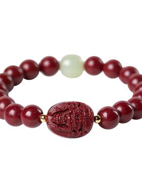 本命年朱砂手链和田玉本命佛手串