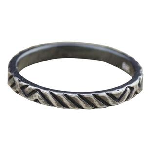 知白守黑窗花纯银手工银戒指尾戒小对戒做黑做旧复古礼物做旧原创