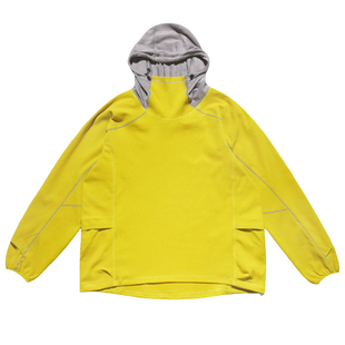 DAIKONLab 25aw轻量速干户外SOLOTEX 抑菌华夫格撞色拼接连帽卫衣