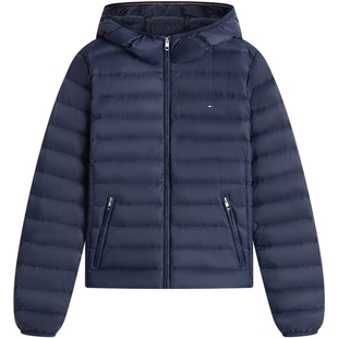 【防泼水】Tommy26秋冬新款女易收纳轻薄90绒连帽排骨高蓬羽绒服