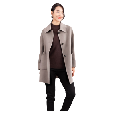 科尚中长款双面呢毛呢大衣