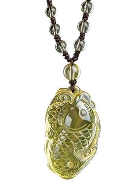 黄水晶莲蓬锦鲤吊坠项链