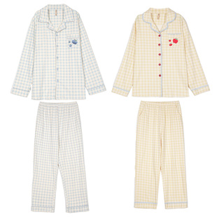 情侣睡衣秋冬款纯棉布料100全棉长袖春秋季开衫可爱加厚家居服