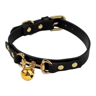 Puppy*铃铛项圈女皮质choker带牵引定制可刻字道具cos脖圈男真皮