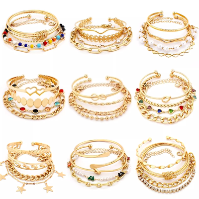 金属简约百搭手链女Twist metal simple diamond bracelets women