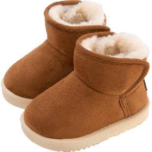 儿童雪地靴女童小童棉靴加绒加厚男童棉靴软底棉鞋宝宝保暖靴子