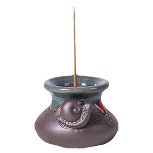 复古禅意小香炉陶瓷鱼篓线香插香座迷你创意茶桌茶盘香薰香炉摆件