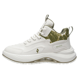 森马高帮男鞋冬季皮面百搭休闲跑步运动男款厚底增高小白老爹潮鞋