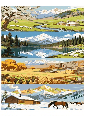 一窗四季风景数字油画解压治愈