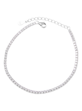 925通体纯银排钻超闪链条手链