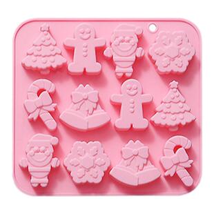 新品圣诞节姜饼人雪花树形硅胶烘焙蛋糕模具巧克力饼干糖果模滴胶
