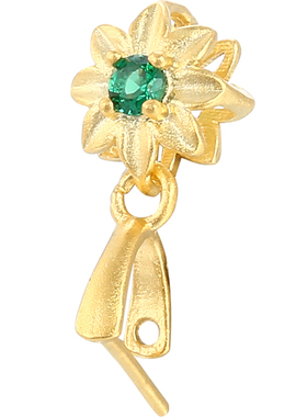 diy古法s925翡翠水晶夹扣金银